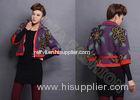 Autumn Intarsia Knit Women Poncho Sweater Cardigan Coat In Flower Leaf Pattern With Full Zip Up