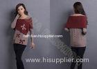 Red Bow Womens Pullover Sweaters Crew Neck , Jacquard sweater for Grils