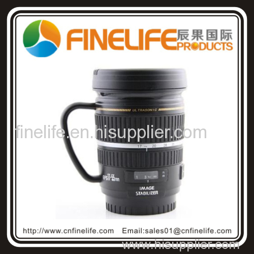 Stainless gallbladde Camera lens Coffee mug with handle