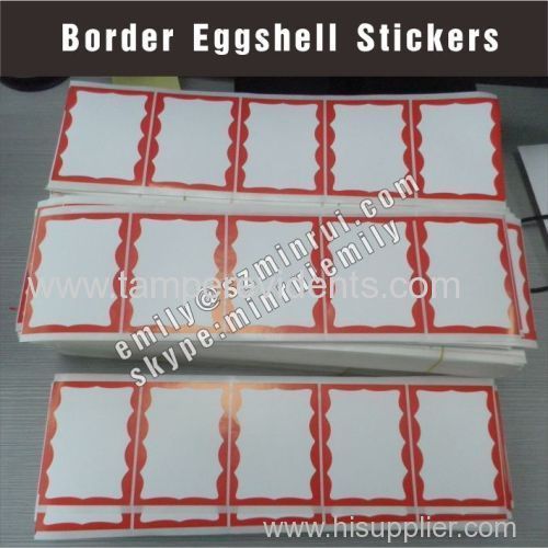 Hot Sale Red Border Blank Eggshell Vinyl Sticker Custom Blank Printed Sticky Eggshell Sticker Labels for Graffiti Lover