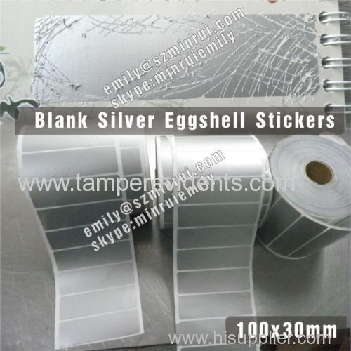 Silver Blank Eggshell Sticker Label Paper In Roll Silver Ultra Destructible Vinyl Material Adhesive Silver Fragile Label