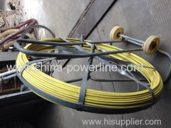 High strength fiberglass cable duct rodders with galvanized steel frame