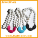 silicone chewing necklace with 3 big beads