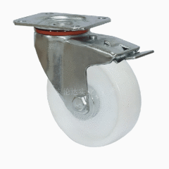 5 inches white PP swivel industrial casters with brake and roller bearing