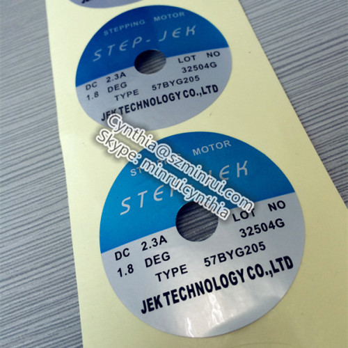 Custom Disc Shape Waterproof PET Label, Adhesive Label 