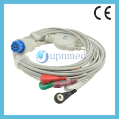 Datex 10pin one piece 5-lead ECG Cable with leadwires