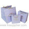 Luxury Oil Printing Purple / White Kraft Paper Bags For Clothes With Flat Bottom