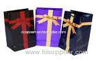 Custom Recycled Purple Glossy Finish Paper Wine Bags Double Face Satin