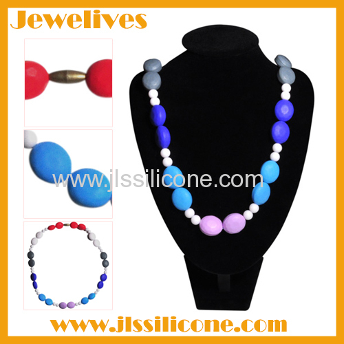 2 shape beads silicone necklace