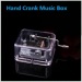 Transparent Plastic Square Music Box Silver Cranked Mechanical Movement Inside