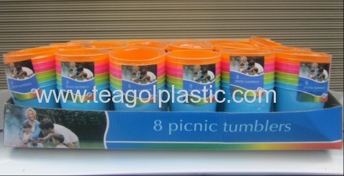 8PK picnic tumblers plastic 200ml in display box packing