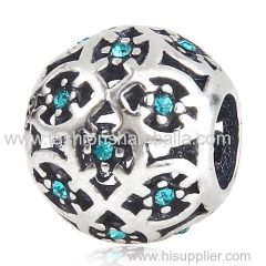 Sterling Silver Intricate Lattice Beads with Jet Austrian Crystal European Style