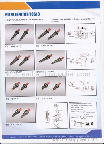 piezo igniters and ceramic electrode or spark plugs