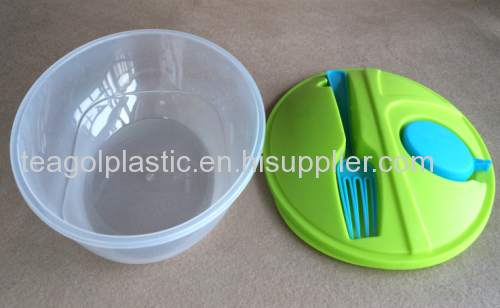 Plastic lunch box with fork and coniment pot 1200ml