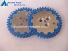 Custom Blue Abrasion Resistance Silicone Rubber Gear Wheel rings, Rubber to Metal Bonding