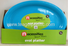 Large oval outdoor platter/party platter colors 52x37cm plastic in display box packing