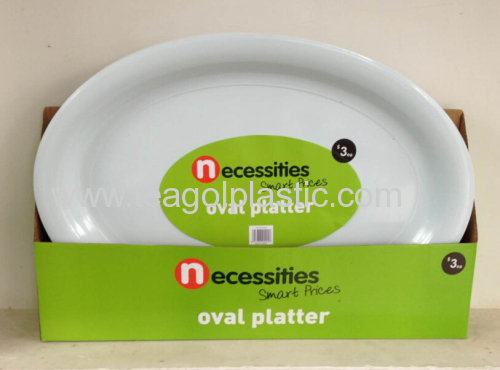 Plastic oval large serving platter white 52x37cm in display box packing