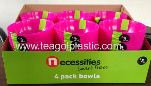 Set of 4 bowls plastic pink in display box paking