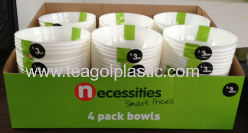Set of 4 bowls plastic white in display box paking