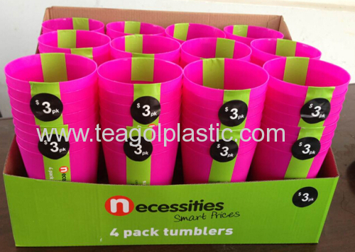Set of 4 tumblers plastic pink in display box paking