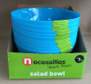 Salad bowl 10&quot; round blue 306C plastic in display box packing