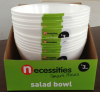 Salad bowl 10&quot; round white plastic in display box packing