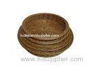 Dark Brown Oval Rattan Storage Baskets Tray Kitchen For Vegetable