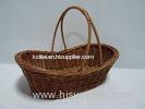 Hand Woven Plastic Wicker Baskets With Handles Washable For Picnic