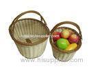 Household Biege Wicker Baskets With Handles For Vegetable , Recyclable