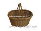 Outdoor Wicker Baskets With Handles In Dark Brown For Food