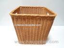 Dark Brown Poly Rattan Laundry Basket With Handle For Bathroom