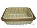 Washable Brown Rattan Laundry Basket Craft Square Shape For Home