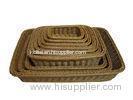 Rectangular Poly Rattan Bread Basket Washable Brown Coffee For Fruit / Vegetable Storage