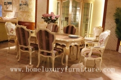Luxury antique wooden furniture diningroom sets dining table and chairs Europe Style