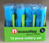 Cutlery set 12PC plastic blue 306C in display box packing