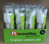 Cutlery set 12PC plastic white in display box packing