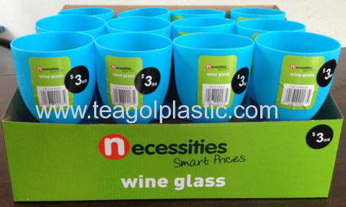 Wine cup Wine glass Wine goblet plastic blue 306C in display box packing