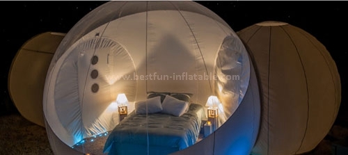 Inflatable bubble tent with 2 tunnels