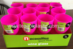 Wine cup Wine glass Wine goblet plastic pink in display box packing