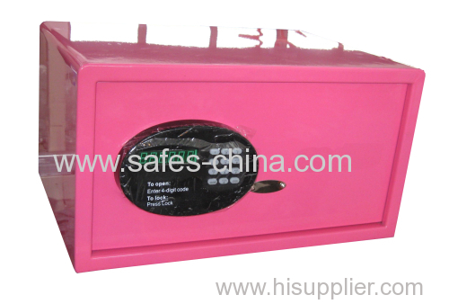 Illuminated hotel safe with master code opening