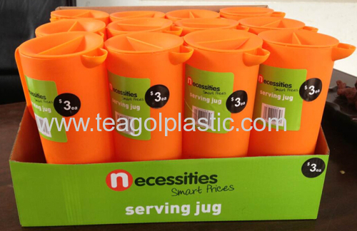 1.5L plastic serving jug Water jug Water pitcher with lid orange 151C in display box packing