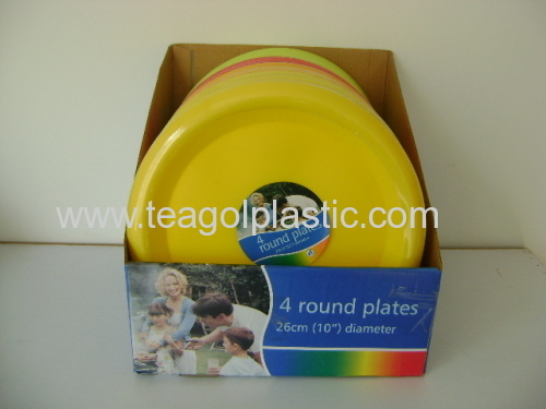 4PACK round picnic plates 10 inch in display box