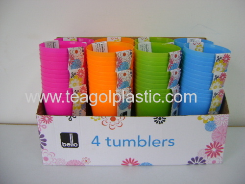 4PK tumblers plastic in display box packing