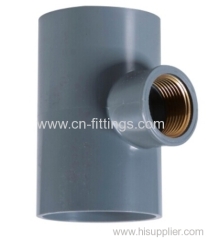 upvc female tee with copper thread pipe fitting