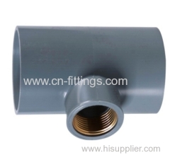 upvc female tee with copper thread pipe fitting