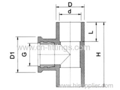 upvc female tee with copper thread pipe fitting