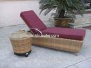 Waterproof Cane Sun Lounger , Resin Wicker Chaise Lounge Set