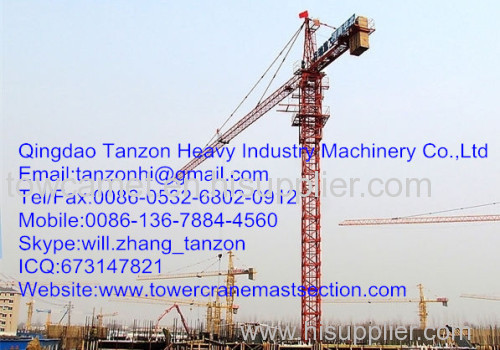 Leg Fixing Type Hammer Head Tower Crane With 75m Jib Tc7520-16