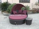 Beach Dark Brown Wicker Daybed , Aluminium Frame Wicker Oval Bed