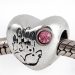 Cheap Antique Sterling Silver IT IS A GIRL Heart Beads with Pink Austrian Crystal Wholesale